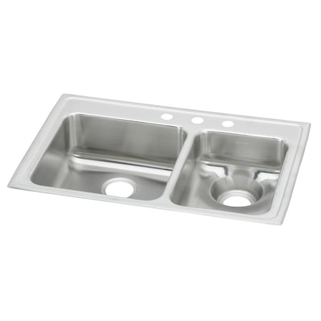 Lustertone Stainless Steel 33 X 22 X 7-5/8 60/40 Double Bowl Top Mount Sink